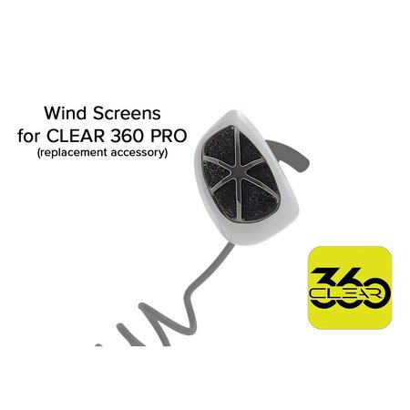 CLEAR 360 10 pack, (5-pair), Replacement Wind Screens, Black, 10PK C360WS01B